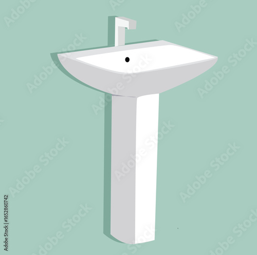 vektor sink. Bathroom sink. Isometric basin with tap and water. 