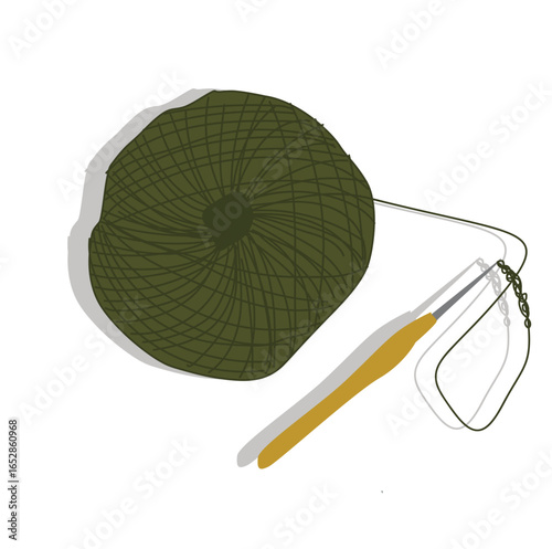 Clew ball of thread. Ball of knitting thread icon. Round skein of wool, 