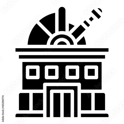 Observatory. This is a vector single icon with a solid style. It is suitable for various purposes, including website design, mobile app design, and logo design.