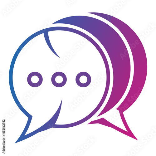 Modern gradient speech bubble icon with ellipsis symbolizing communication conversation and ongoing dialogue