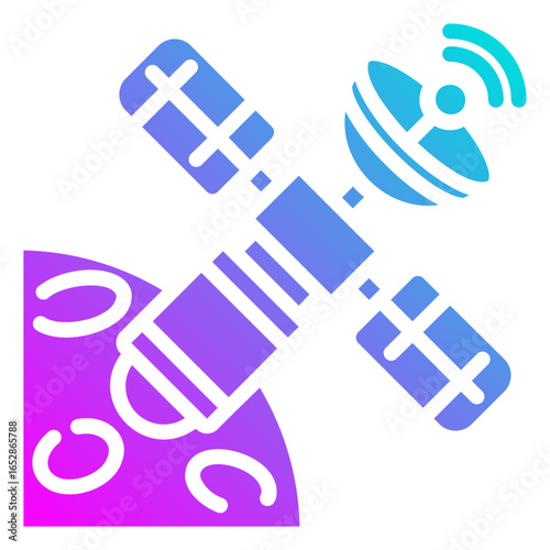 Satellite. This is a vector single icon with a solid gradient style. It is suitable for various purposes, including website design, mobile app design, and logo design.