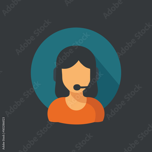 Flat Vector Customer Service Icon – Support and Call Center Symbol