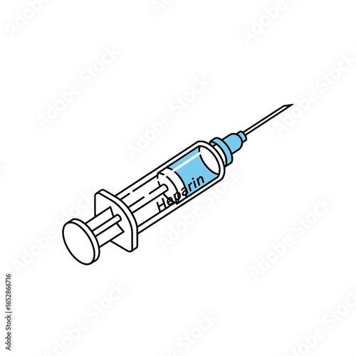  Flat icon isometric of heparin syringe for vascular surgery isometric ilustration.