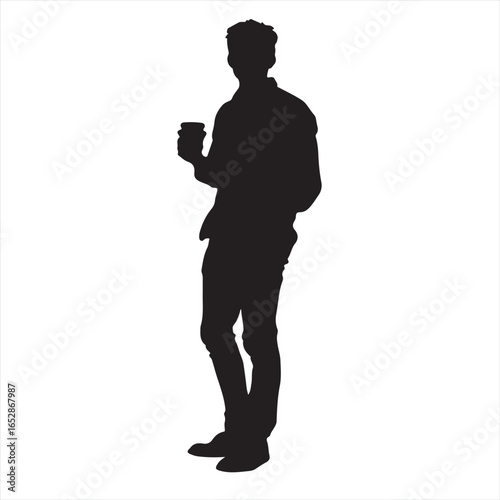 Black Silhouette of Man with a Cup vector illustration