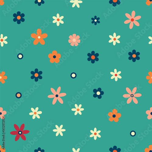 Charming seamless pattern featuring a delightful scattering of tiny floral icons