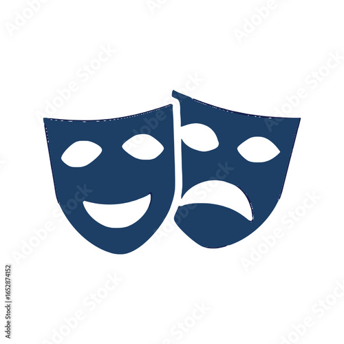 Comedy, tragedy masks on on transparent background