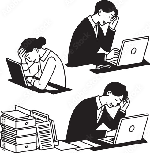 Office people quarrel vector artwork featuring colleagues fighting and stress management concept for business illustrations.