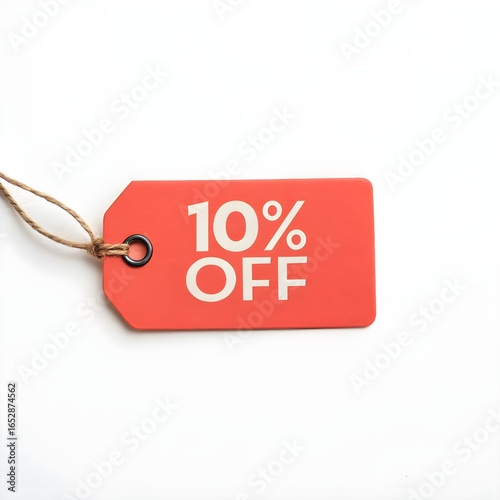 Sales tag with 10% off discount text for promotion