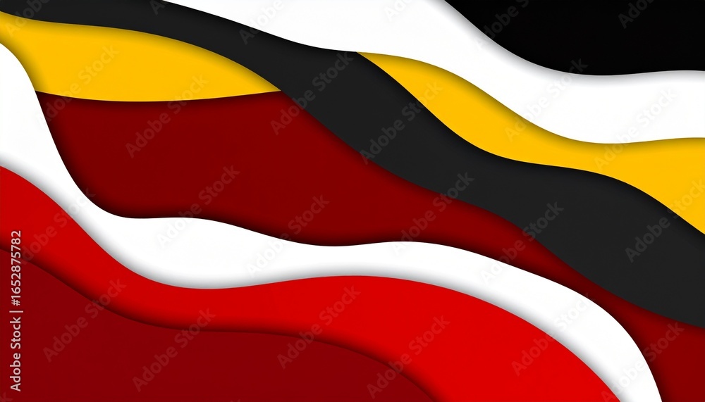 Naklejka premium Abstract Wavy Red, Black, Yellow and White Background