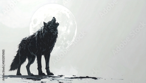 A silhouette werewolf with full moon