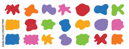 Organic shape abstract colorful isolated elements set. irregular round blot form graphic shape collection