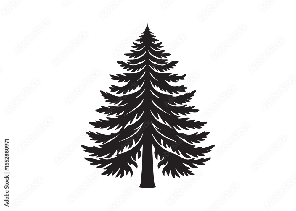 Obraz premium Redwood Tree Vector Silhouette Illustration Isolated on White Background.