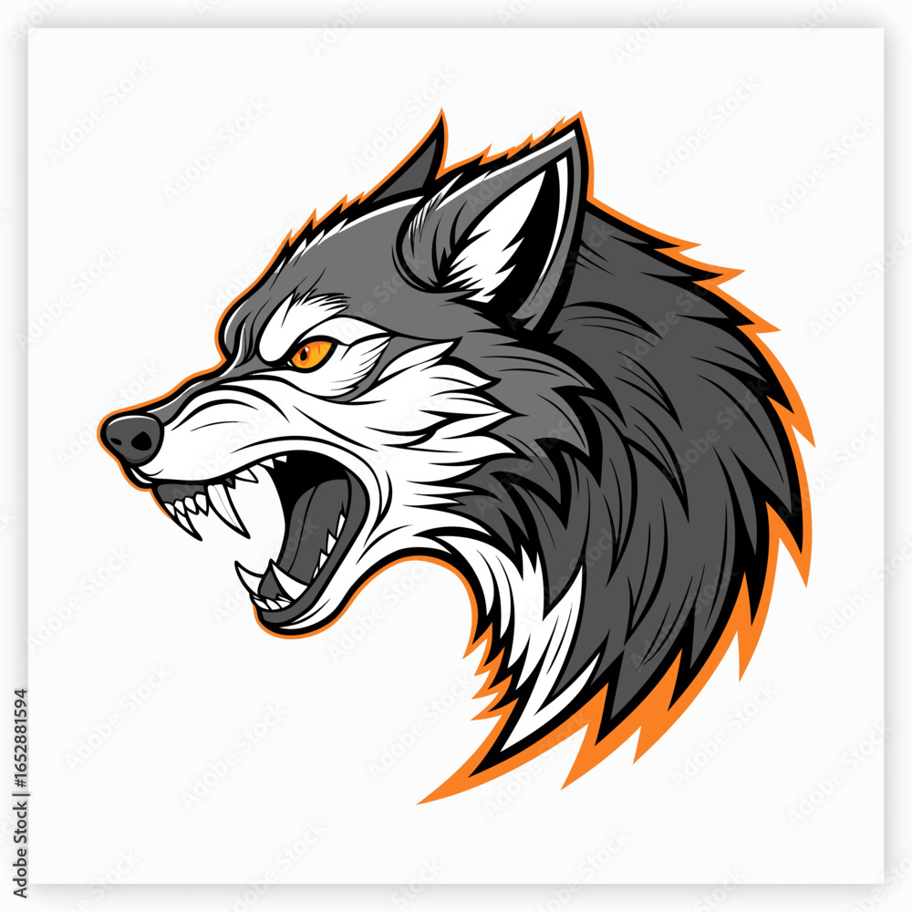 Fototapeta premium Hand-drawn wolf head silhouette vector for artistic illustrations
