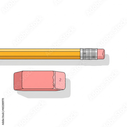 Wooden pencil with eraser isolated on white background 1