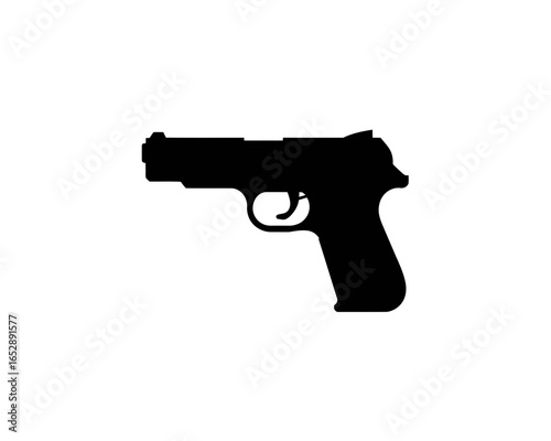 Black silhouette of a handgun pistol isolated on white background silhouette