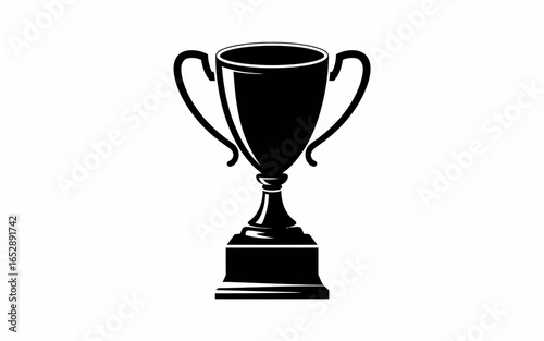 Classic trophy silhouette with handles isolated on white background