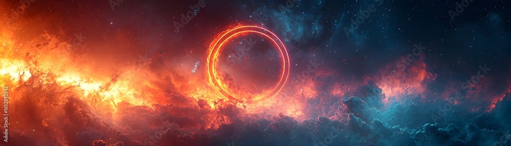 Obraz premium Sci Fi Inspired Circular Loading Visualizer in Deep Space Nebula