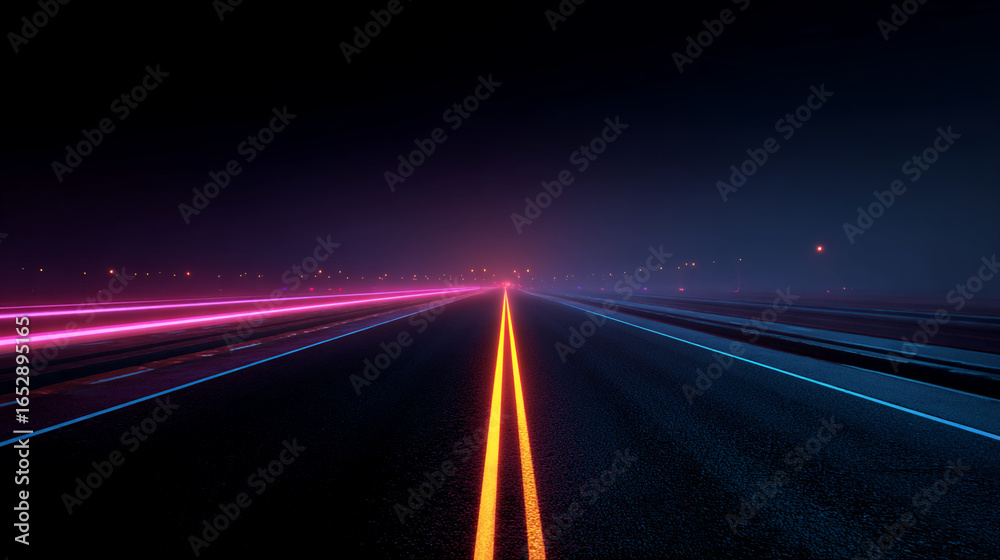 Obraz premium Neon Highway: A Futuristic Night Drive