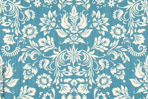 Motifs Ikat floral paisley embroidery on blue background.geometric ethnic oriental pattern traditional.Aztec-style abstract vector illustration.Design for texture, fabric, clothing, wrapping, deco