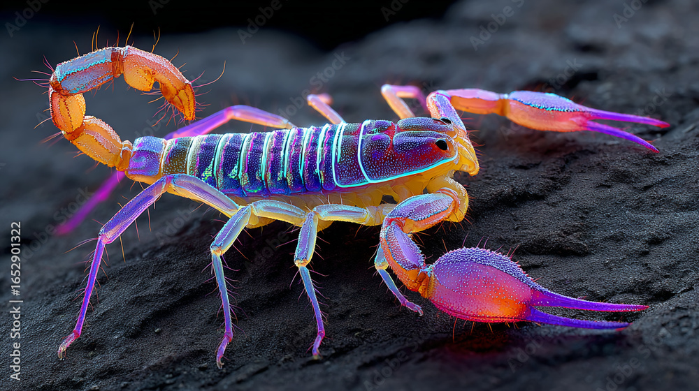 Fototapeta premium Vibrant Rainbow Scorpion: A Close-Up of Exotic Arachnid