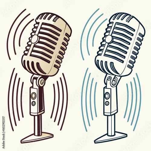 Vintage and Modern Microphone.