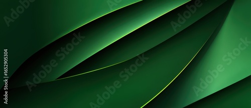 Elegant abstract background featuring flowing dark green waves and subtle golden lines
