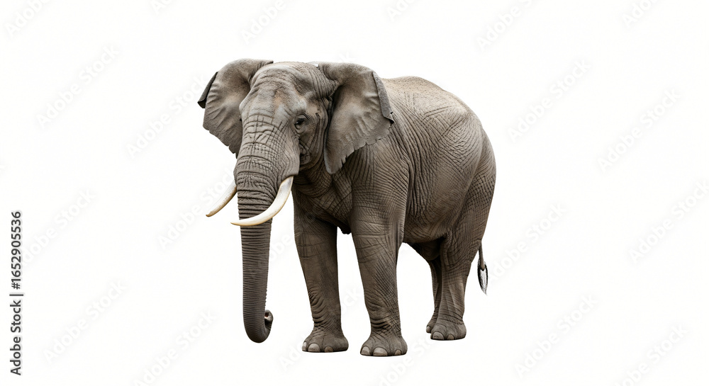 Obraz premium Majestic African Elephant on White Background
