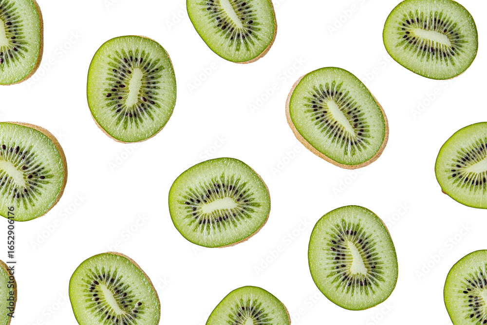 Fototapeta premium Fresh kiwi slices isolated on transparent background
