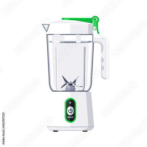 Modern kitchen appliance illustration showcasing a white blender with green accents design appliance