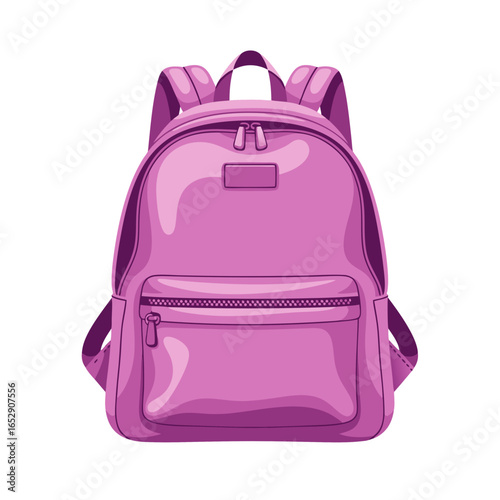 Stylish pink backpack illustration with meticulous shading and design details for modern audiences emphasizing utility 98 characters