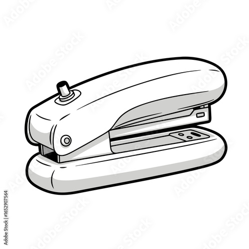 Monochrome rendering of a classic desk stapler emphasizing form and basic functional design
