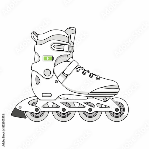 Electric Inline Skate Illustration Emphasizing Futuristic Mobility and Sustainable Urban Transportation Exploration