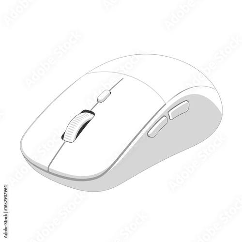 Sleek wireless mouse in minimalist style, white technology device illustrating modern peripheral design precision and ergonomic form in a simple