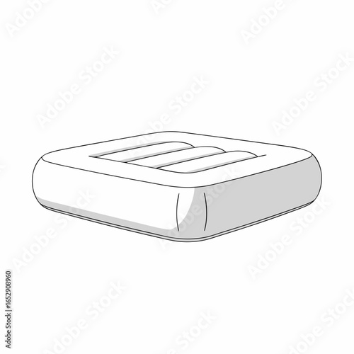 Stylized Floating Device Rendering: A minimalist design of inflatable mattress for leisure or survival situations with a clean outlined aesthetic