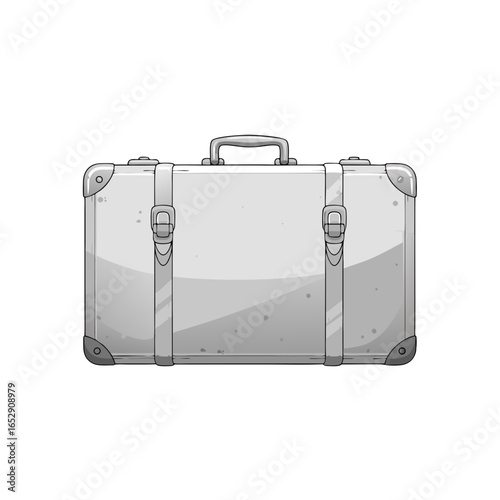 Stylized monochrome suitcase illustration evoking vintage travel and exploration charm, capturing the essence of adventure and nostalgia