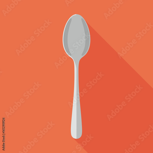 Simple spoon illustration against a reddish-orange background highlighting its elegant shape design concept for culinary tools 160 character