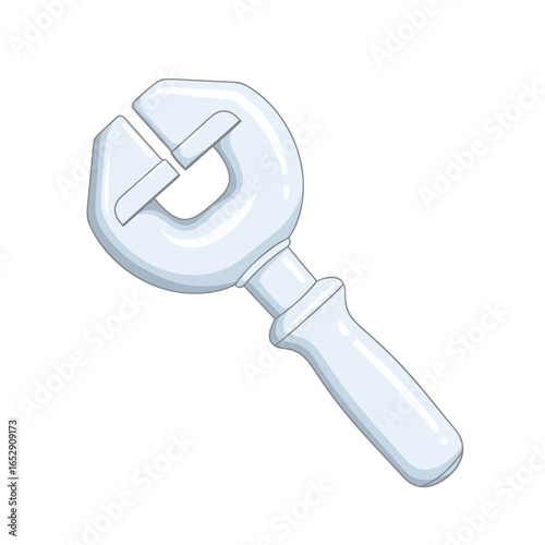 Artistic rendition of a wrench with a U-shaped opening isolated on a pristine white canvas backdrop