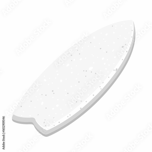 Isolated minimalist representation of a speckled white surfboard ideal for graphic applications featuring summer adventures