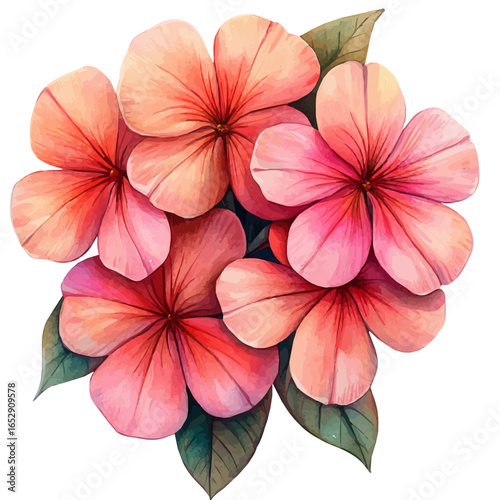 Hesperis Flower, watercolor illustration vector, isolated on a white background.