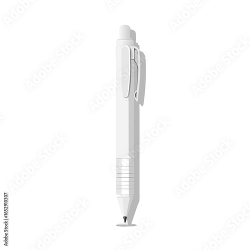 Sleek white pen casting a subtle shadow on pristine backdrop of professional quality illustration