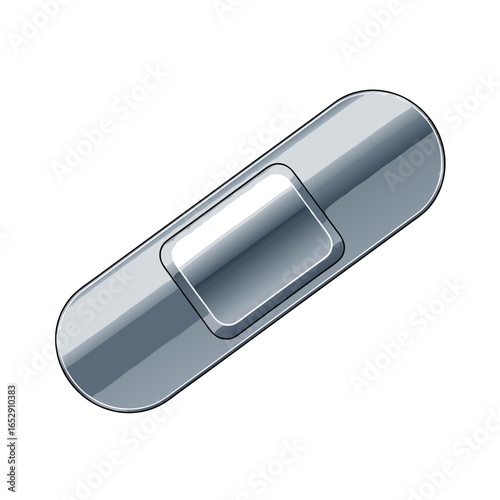 Sleek silver bandage, isolated on a clean white background, offering a futuristic healing solution for minor injuries and everyday protection