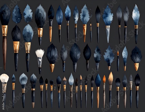 Collection of various art brushes in different shapes and sizes