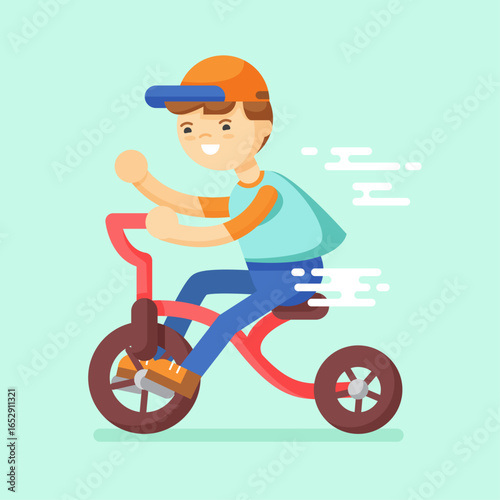 Animated Boy Riding a Tricycle
