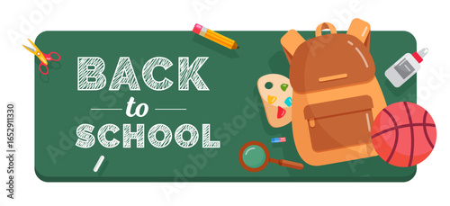 Back to School Chalkboard with Supplies