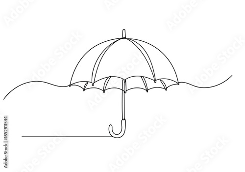Minimalist single line drawing of an open umbrella