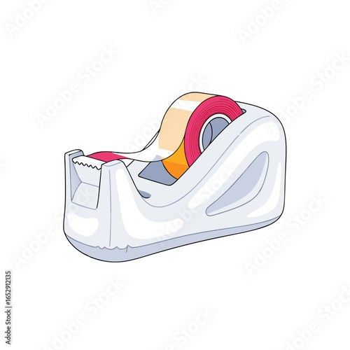 Elegant tape dispenser with transparent adhesive, designed for practical office functionality and sleek desk aesthetics