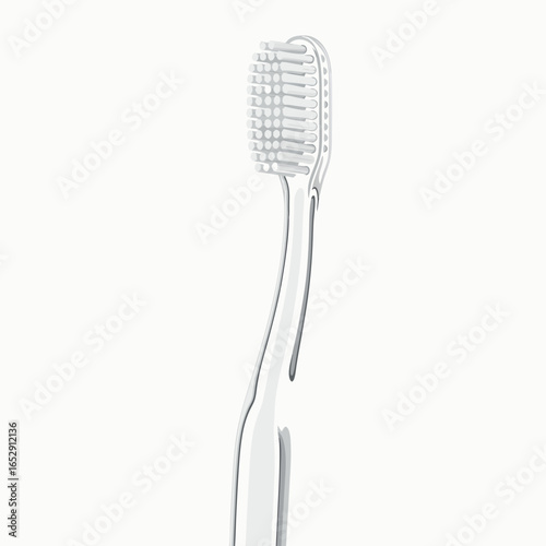 Close-up of a Transparent Toothbrush with Pristine White Bristles Against a Clean Background symbolizing Oral Hygiene and Personal Care Products