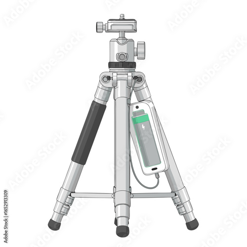 Illustrative camera tripod coupled with mobile device for photography assistance and enhancement applications