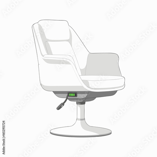 Sophisticated Comfort: A contemporary white swivel chair featuring ergonomic design and adjustable capabilities