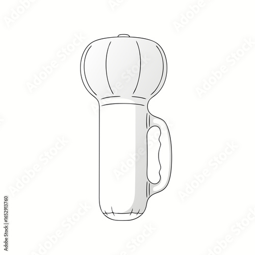 Stylized illustration of a white hand grip punch bag with a spherical design emphasizing simplicity and utility